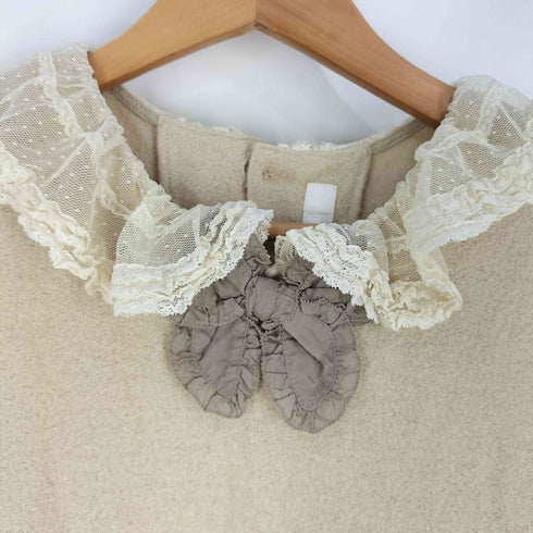 ピンクハウス PINK HOUSE ウールナイロン レース リボン ギャザーワンピース レディース